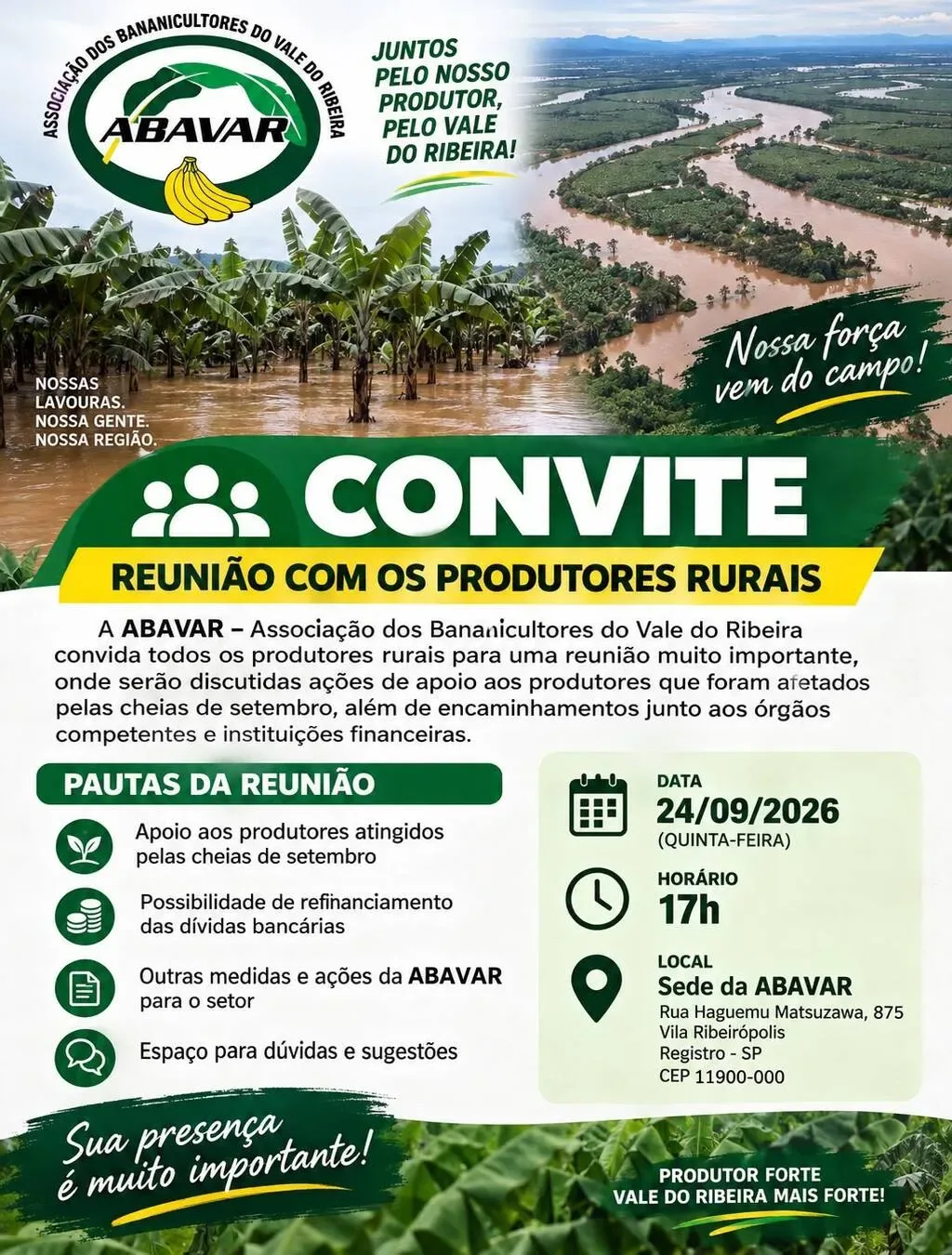 ABAVAR reuniu produtores atingidos pelas enchentes em encontro com a Desenvolve SP em Registro
