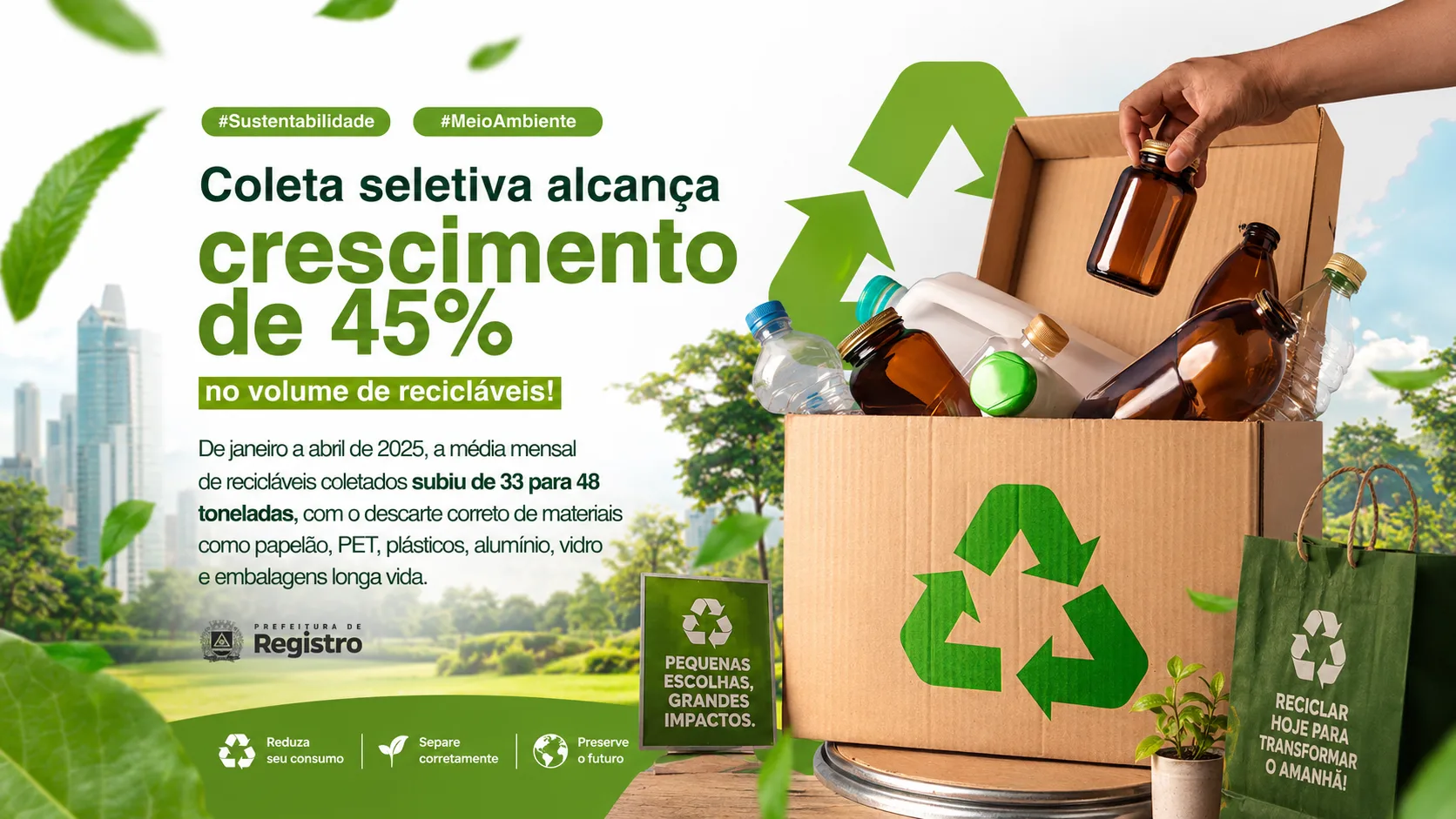 Conscientização avança em Registro e coleta seletiva alcança crescimento de 45% no volume de recicláveis